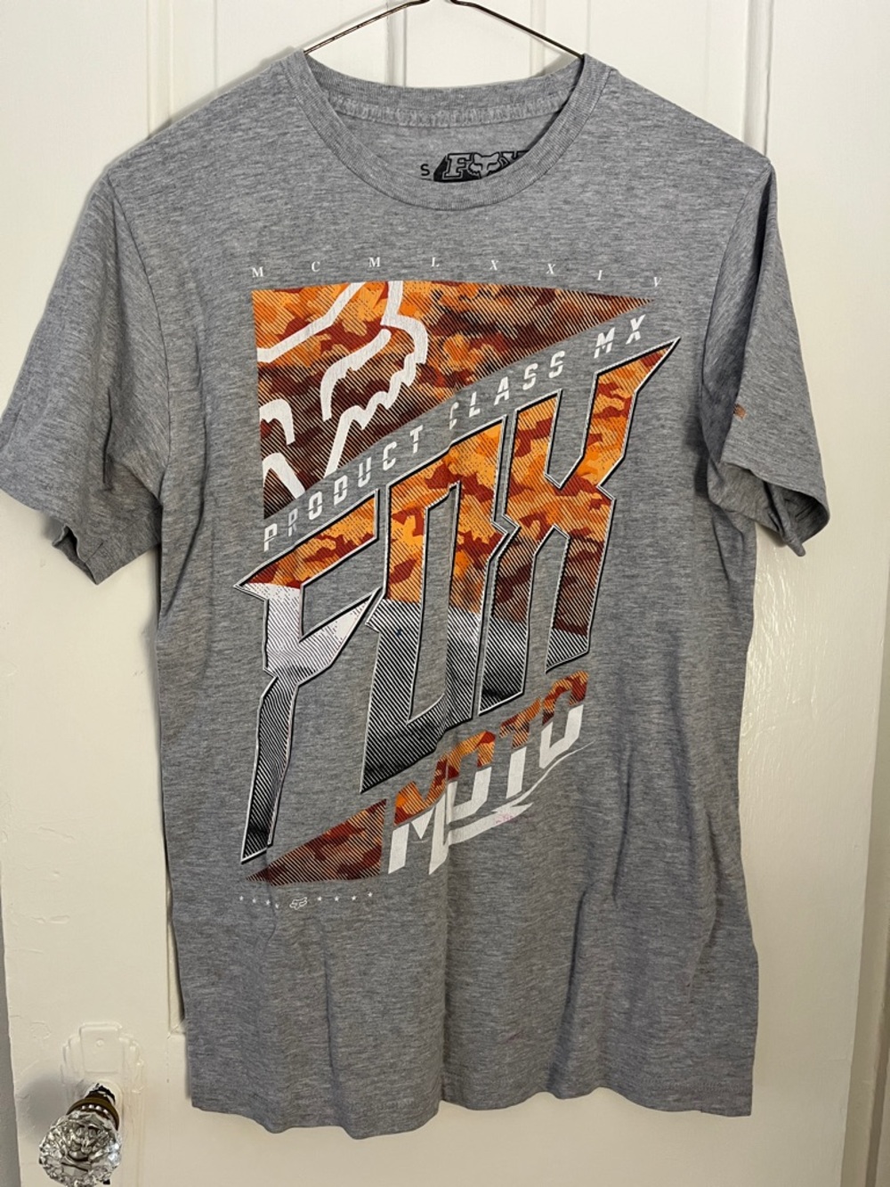 FOX Grey Graphic Tee with Orange Camo Logo